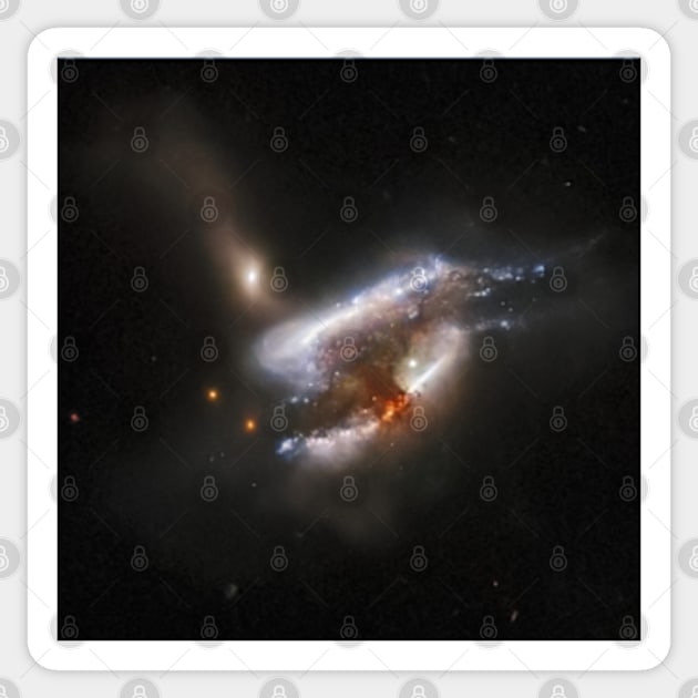 IC 2431 Three Galaxies Colliding - Hubble Space Telescope Captures Cancer Constellation Ruckus Sticker by colormecolorado